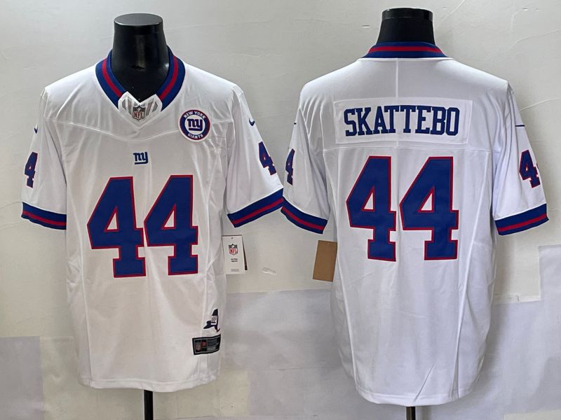 Men 2025 New York Giants #44 Skattebo White Throwback Three generations Nike Limited NFL Jersey style 17